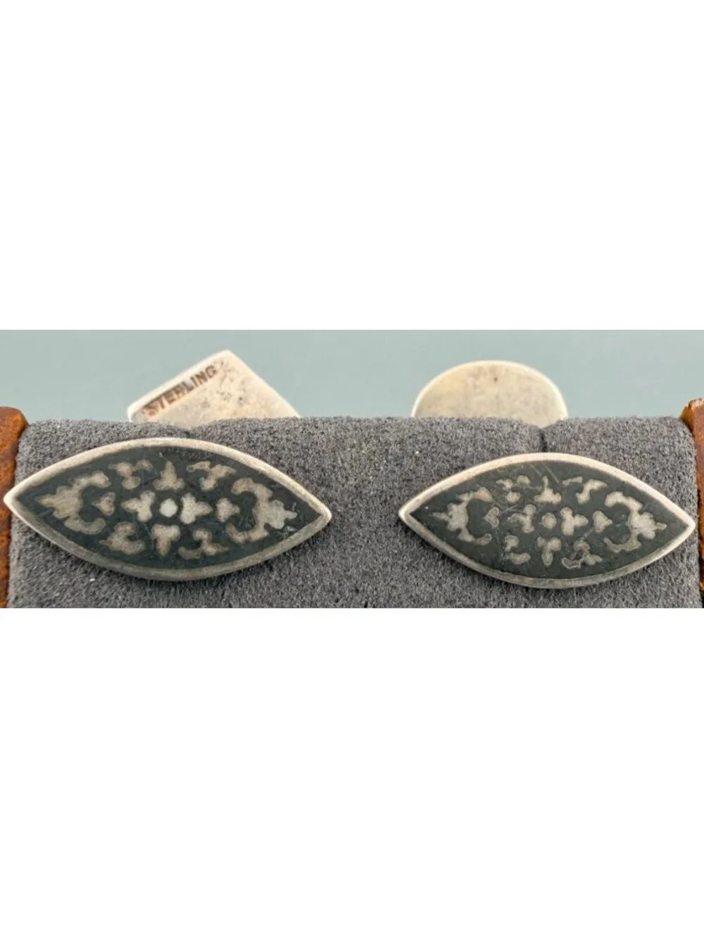 Vintage Siam Cuff Links Sterling Silver Niello Dancer Thailand
